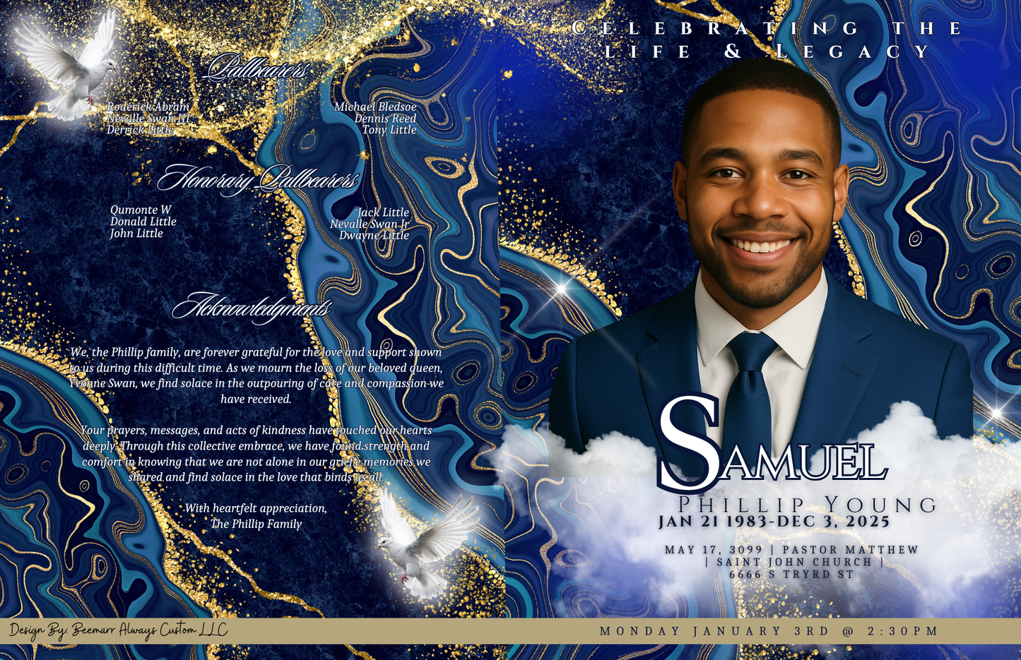 Freestyle Booklet Obituary Design (11x17)