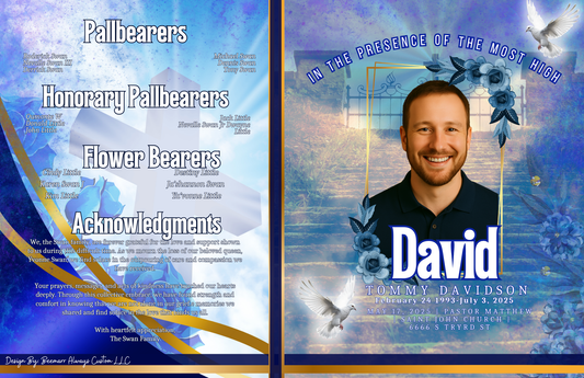 Booklet Obituary Design #2-1 Page Front and Back (11x17)