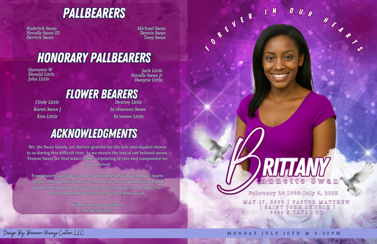 Booklet Obituary Design #6-1 Page (11x17)