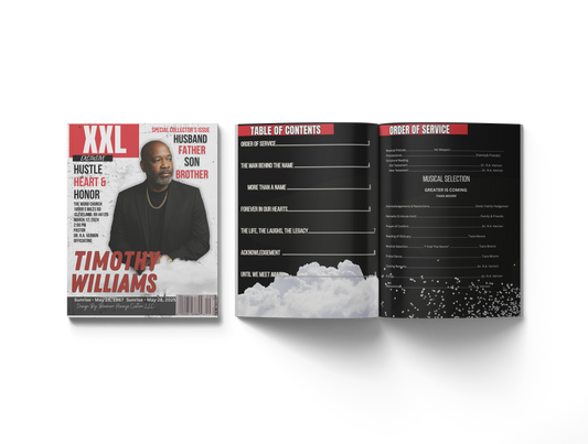 Magazine Obituary Design #10-9 Pages