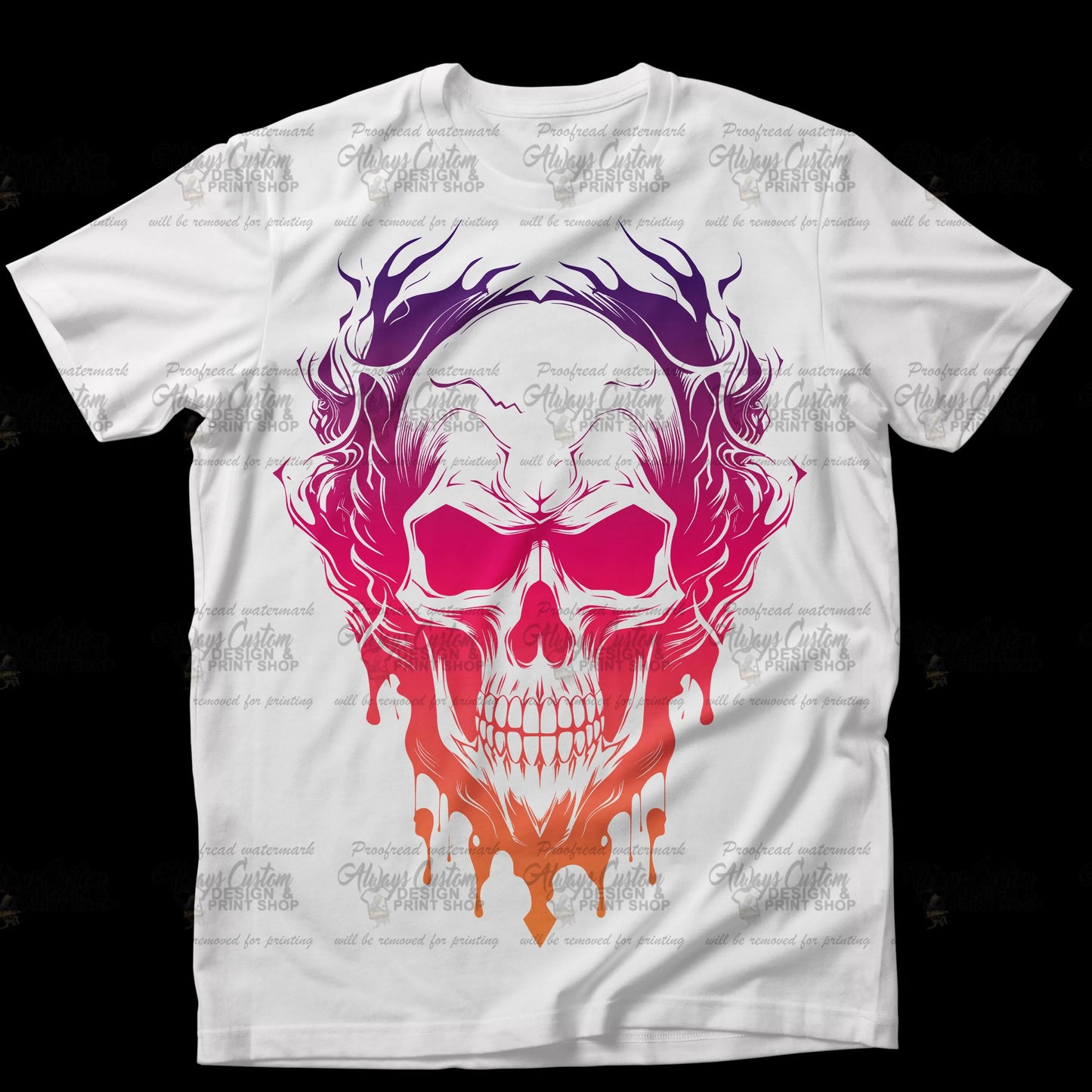 Skull  Digital T-Shirt Design File – PNG for Sublimation, DTF, or Heat Transfer Printing